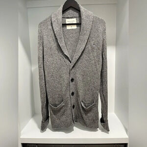Abercrombie & Fitch Womens Cardigan M Gray/white Knit Button Up Pockets medium